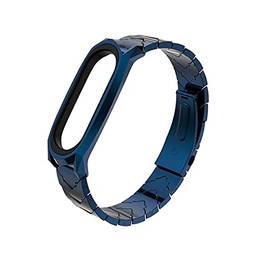 TwiHill A pulseira de metal é adequada para Mi Band 4/5/6. Pulseira de metal Mi Band 304 em aço inoxidável universal V, Banda Mi 4/5/6 Acessórios (Azul)