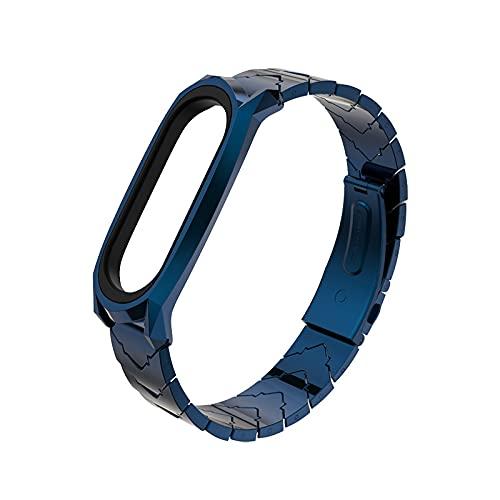 TwiHill A pulseira de metal é adequada para Mi Band 4/5/6. Pulseira de metal Mi Band 304 em aço inoxidável universal V, Banda Mi 4/5/6 Acessórios (Azul)