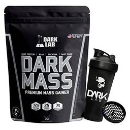 Kit Dark Mass 3Kg + Coqueteleira Com Rede 700Ml Dark Lab (Chocolate Branco com Morango)