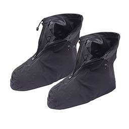 Staright Capas para sapatos impermeáveis ??Capas para botas de chuva com tira elástica e zíper Reutilizáveis ??e antiderrapantes para tamanho adulto L Preto