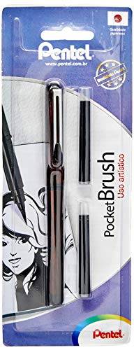 Caneta Pincel Pocket Brush com 2 Refis, Pentel, Mogno, Pacote de 1