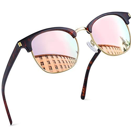 Joopin Óculos de Sol Masculina Feminino Polarizado Semi Sem aro Espelhados Óculos de Sol Proteção UV (Pó Clássico)