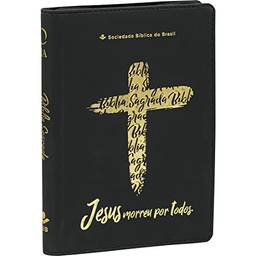 Bíblia Linha Ouro - Jesus, Letra Grande, capa preta, índice impresso, beira pintada e zíper: Almeida Revista e Atualizada (ARA)