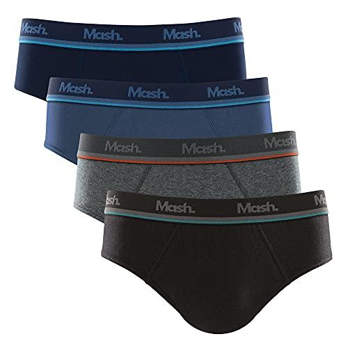 Kit 10 Cuecas Slip Alg , Mash, Masculino, Preto/Azul Marinho/Cinza Mescla Escuro/Azul Jeans Escuro, G