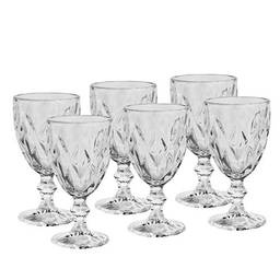 Conjunto 6 Taças para Vinho de Vidro Diamond Lyor Transparente 265Ml