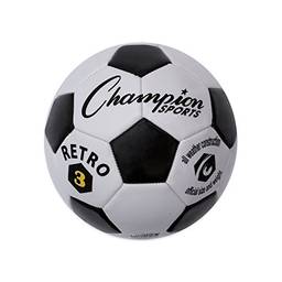 Champion Sports Bola de futebol retrô, tamanho 3 preto/branco
