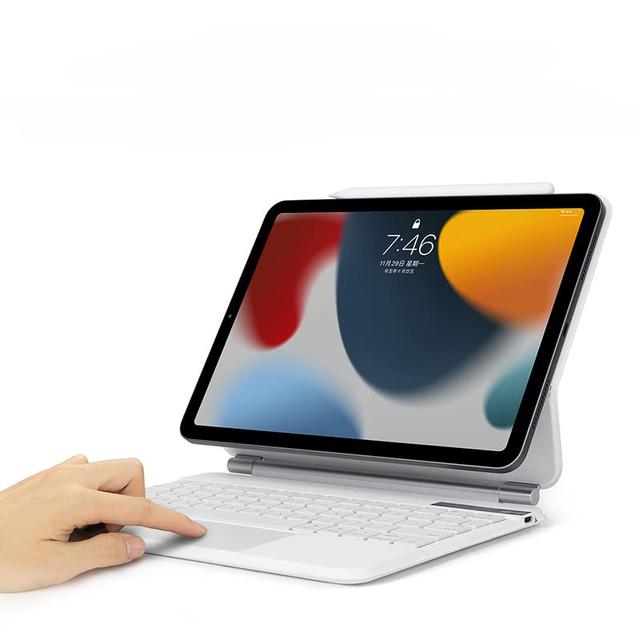 SZAMBIT Portátil Capa com Retroiluminadas Teclado, Capa para Teclado Compatível com iPad,Capa Magnética Destacável para Teclado com Modo Ajustável (ipad 10.9 Ar 4/Ar 5,Branco)