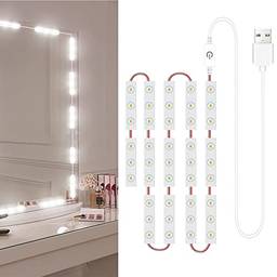 Daseey 14 PCS Luzes LED para espelho de maquiagem com controle de toque ajustável Luzes de espelho para banheiro Luz de espelho de banheiro com cabo USB Luzes de tira LED Espelho de vestir
