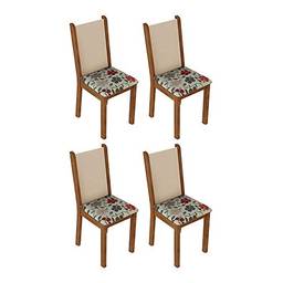 Kit 4 Cadeiras de Jantar 4291 Madesa Rustic/Crema/Hibiscos
