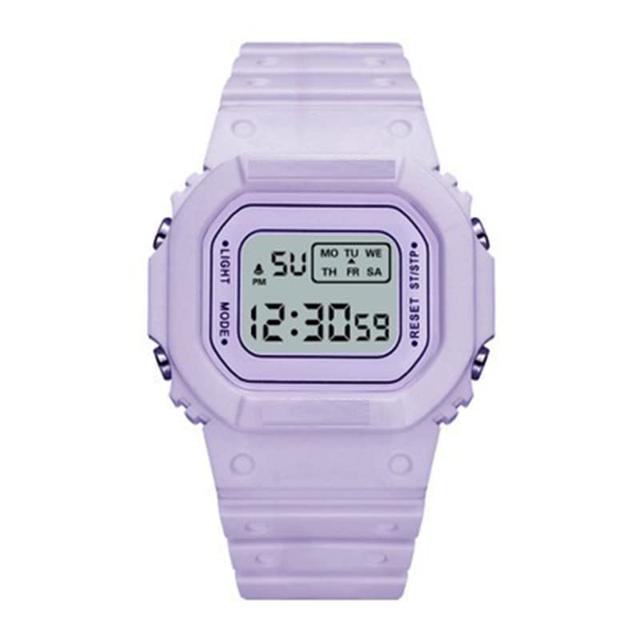SZAMBIT Relógio Esportivo Digital Feminino,Relógio de Banda de Silicone Quadrado à Prova D'água para Homens com Luz de Fundo LED de Data Relógio de Pulso Multi-Funções para Amigos como Presente (Roxo)