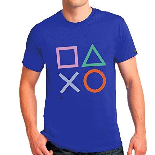 Camiseta Casual, Sony Playstation, Adulto Unissex, Azul, G3