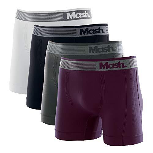Kit 4 Cuecas Boxer Micr S/Costura, Mash, Masculino, Branco Preto Cinza Vermelho, M