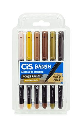 Marcador Artístico CIS Brush Estojo com 6 Cores Tons de Pele