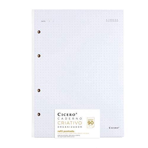 Cicero Caderno Criativo Organizador, Refil Pontado, Tamanho Grande (17x24), Creme