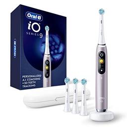 Oral-B Escova de dentes elétrica iO Série 9 com 3 cabeças de escova de substituição, quartzo rosa