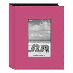Álbum de fotos Pioneer FRM-246CPK com moldura de couro sintético costurada, rosa brilhante