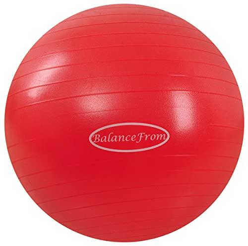 BalanceFrom Bola de exercício antiestouro e antiderrapante bola de ioga bola fitness bola de parto com bomba rápida, capacidade de 900 g (58-65 cm, G, vermelho)