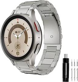 Lifenova Pulseira de relógio de titânio para Samsung Galaxy Watch 5 sem lacuna pulseira de metal, para Galaxy Watch 5 4 40 mm 44 mm 45 mm pulseira de titânio (cor titânio)