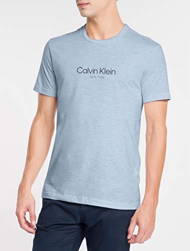 Camiseta,Slim flame mescla,Calvin Klein,Masculino,Azul claro,G