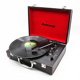 Vitrola Amvox Case em Couro USB 10W AVT1299 Preta - Bivolt