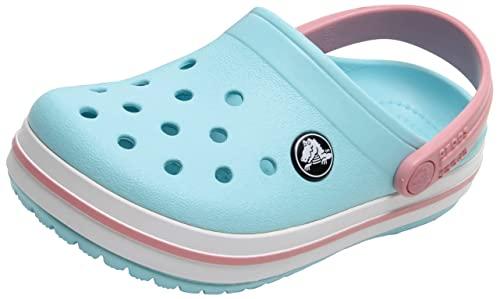 Crocs Tamancos unissex para crianças Crocband (sapatos para bebê), azul gelo/branco, 6 crianças, Azul gelo/branco