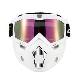 Anself Mortorcycle Máscara destacáveis ??Goggles e Boca Filtro para Abrir Rosto Capacete Motocross Ski Snowboard