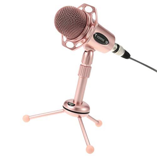 ARTIBETTER Kit de Microfone de Mão Profissional Microfone Com Fio para Voz Com Suporte de Suporte de Microfone de Liga para Gravação Em Estúdio Rosa Brilhante