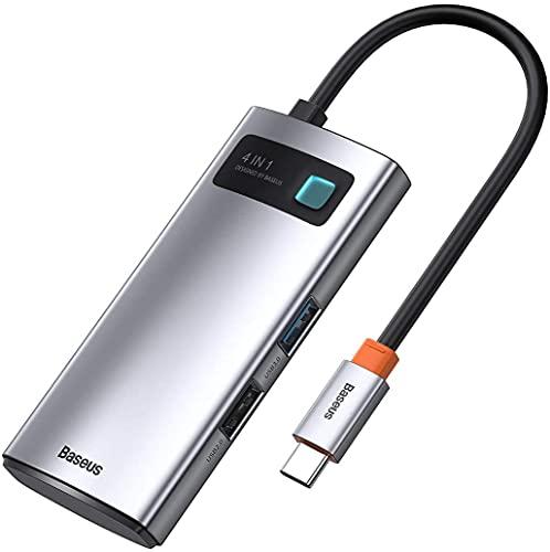 Hub USB C, adaptador USB C Baseus com 1 porta USB 3.0, 3 portas USB 2.0, porta micro USB para carregamento ou disco rígido, hub de dados portátil de 4 portas, suporta Windows 7/8/10, Mac OS, Linux e mais