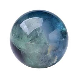 Almencla Esfera de pedra ornamental polida e transparente, esfera de cristal de fluorita de pedra estabilizadora de energia para meditação Fengshui Home