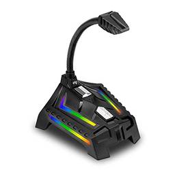 Microfone Gamer Unidirecional de Alta Sensibilidade e Iluminação LED RGB - HGON ELG