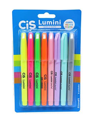 Marca Texto Lumini, CIS, 56.9802, Multicor, Blister com 8 unidades (Cores Pastel e Neon)