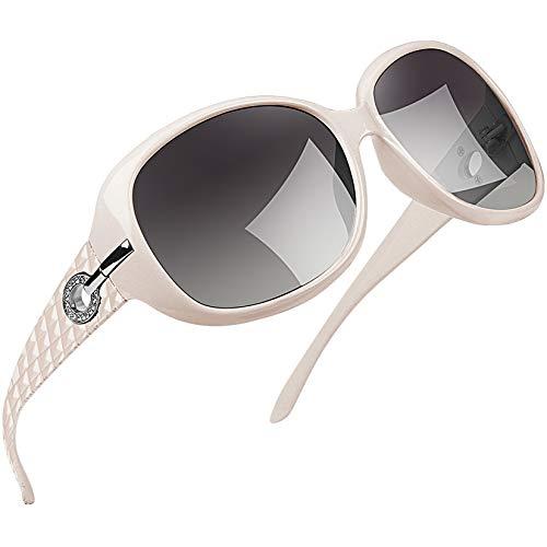 Óculos de Sol Feminino Polarizados Joopin Armação Grande óculos Escuros para Mulheres Vintage Senhoras Tons (Branco)