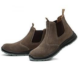 Botas masculinas de lã de couro anti-esmagamento sapatos de segurança anti-perfuração sapatos de trabalho de cano alto botas de proteção de soldagem (39)