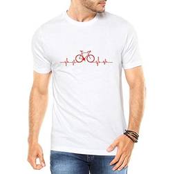 Camiseta Criativa Urbana Bicicleta Ciclismo Pulsação - Masculina Branco P