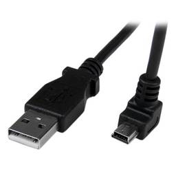 StarTech. Mini cabo USB com ângulo de baixo – 2 m – Preto – USB A para Mini USB B – Mini carregador USB – USB A para Mini B (USBAMB2MD)