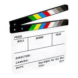 Claquete de Cinema Profissional Branca com Colorido Acrílico com Imã 30x24cm CPG-01 Sou Foto para Vídeos Gravações e Produções Audiovisuais