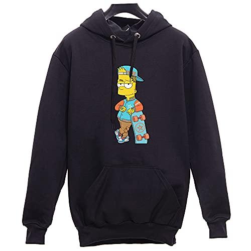 Blusa Moletom Canguru Bart Simpsons Skatista (P, PRETO)