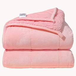 Cobertor pesado de lã de ovelha Argstar para adultos 6,8 kg na cama de solteiro/completa, cobertores macios e aconchegantes e pesados com contas de vidro premium, 122 x 182 cm, rosa.