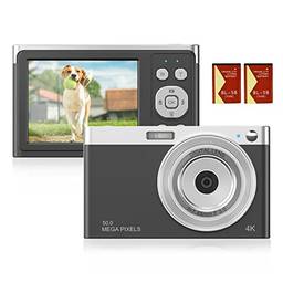 Kkcare Câmera Digital Compacta 4K Filmadora de Vídeo 50MP 2,88 polegadas Tela IPS Foco Automático Zoom 16X Anti-vibração Flash embutido com 2 baterias Bolsa de transporte Alça de pulso