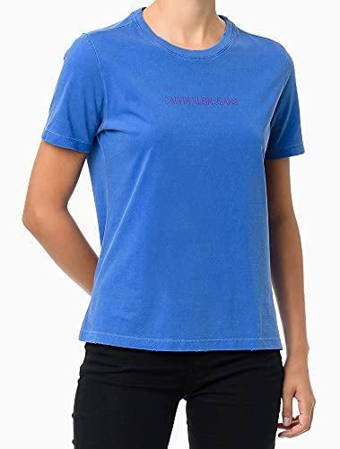 Camiseta puídos logo frente,Calvin Klein,Azul,Feminino,M