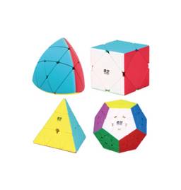 Box Cubo Mágico Qiyi Megaminx + Pyraminx + Skewb + Mastermorphix Stickerless