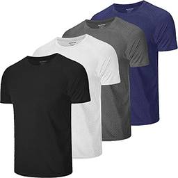 Kit 4 Camisetas Dry Fit Masculinas Antisuor Levinha Premium (XG, Branco, Preto, Cinza, Azul)