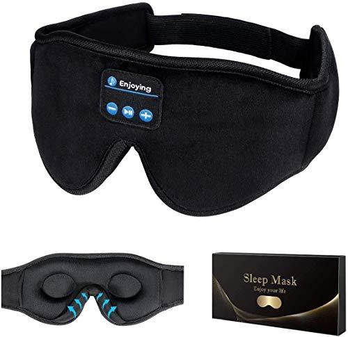 Fones de ouvido para dormir, máscara de sono 3D Bluetooth 5.0 sem fio música máscara, fones de ouvido para dormir LC-dolida para pessoas que dormem nas laterais, com alto-falantes estéreo HD ultrafinos perfeito para dormir, viagens aéreas, meditação