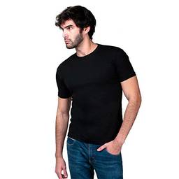 Camiseta Básica Masculina T-Shirt 100% Algodão (Preta, G)