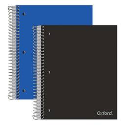 Oxford Cadernos espirais, 5 objetos, papel pautado largo, capa de plástico durável, 200 folhas, 5 bolsos divisores, 2 por pacote (10387), sortidos
