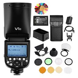 Godox V1 V1-C para flash de câmera Canon com kit de acessórios Godox AK-R1, 2600mAh Li-ion Battery TTL 76Ws 2.4G, 1/8000 HSS, 1,5 seg. Tempo de reciclagem Flash Speedlite de cabeça redonda na câmera