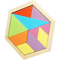 NUOBESTY Quebra-cabeça Montessori de madeira Tangram Brain Teasers STEM presente educativo de aprendizagem precoce para crianças e bebês