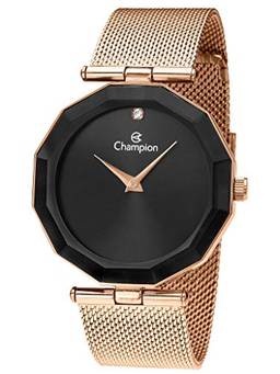 Relógio Feminino, CN20864P, Champion, vidro sextavado,pulseira em aço rosê