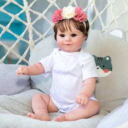 iCradle 20 polegadas bonecas renascidas realistas de silicone bebê menina recém-nascida de corpo inteiro boneca renascida crianças renascidas conjuntos de presentesm(menina de corpo inteiro)