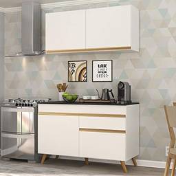 Cozinha Compacta 2 pç c/Armário e Balcão Mp3687 Veneza Gw Multimóveis Branca
